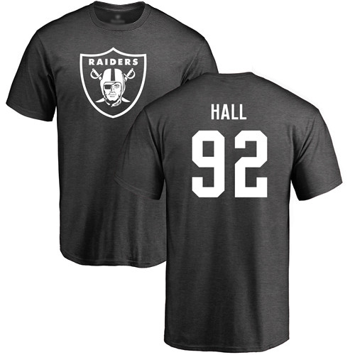 Men Oakland Raiders Ash P J  Hall One Color NFL Football #92 T Shirt